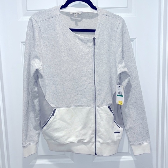 Calvin Klein NWT Sweatshirt WHITE WASH heather Denim Active Activewear Large L - Picture 10 of 10
